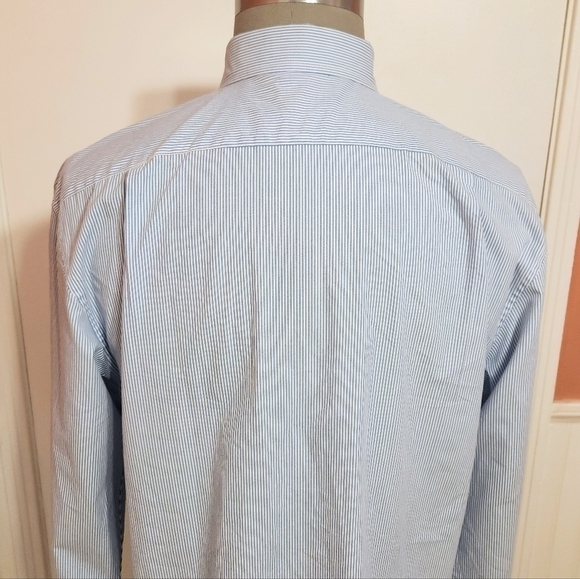 Izod Vertical Striped Mens Shirt Blue White Medium - Picture 7 of 11